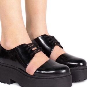 Jeffrey Campbell  Black Platform Mary Jane Oxfords lace up sz